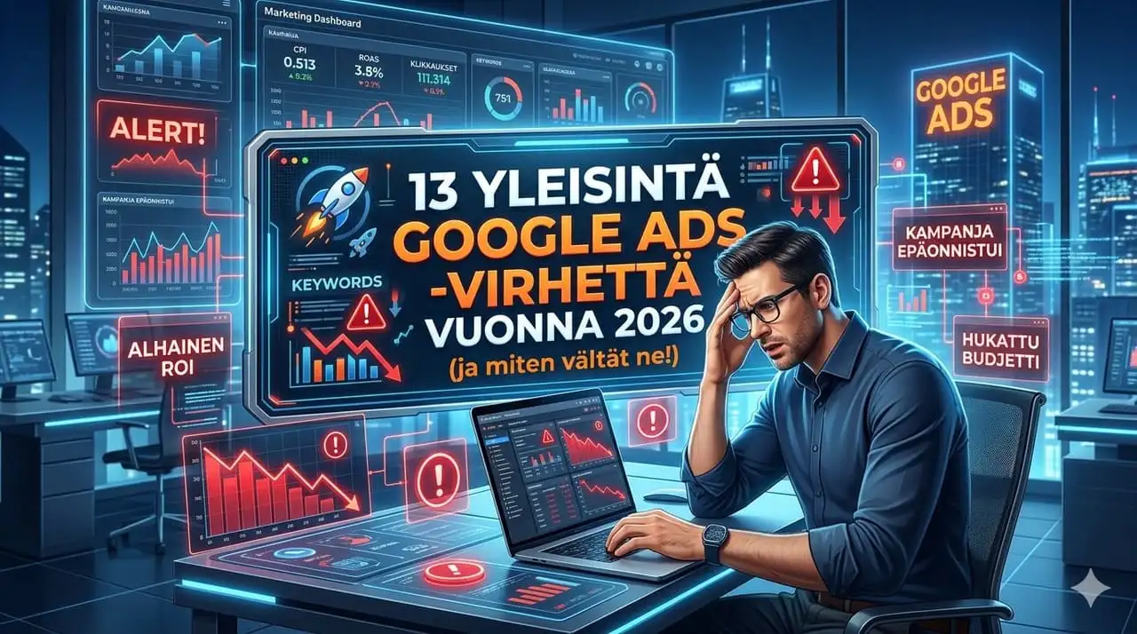 Google Ads -virheet: 13 yleisintä virhettä vuonna 2026