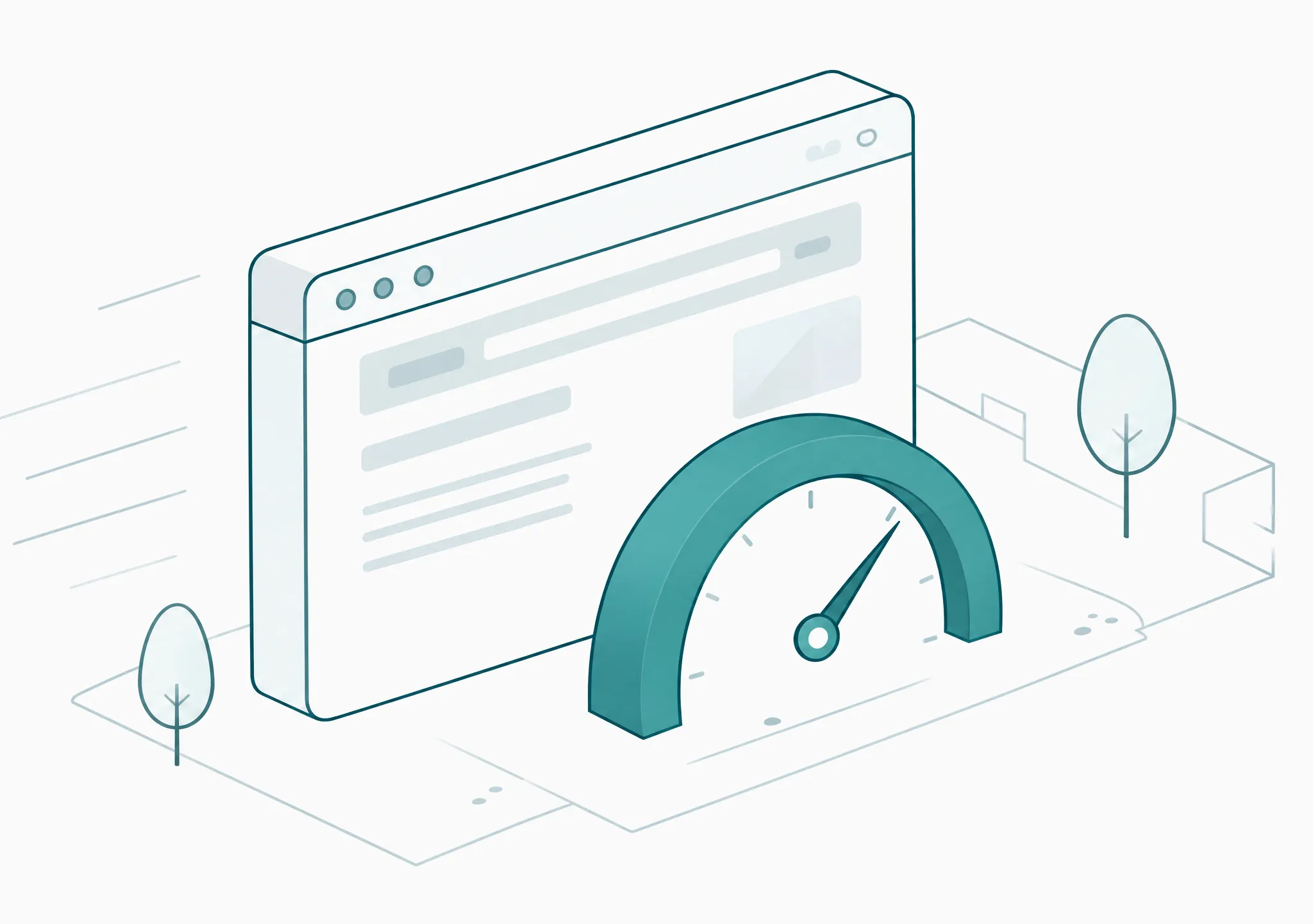 A browser window and a speedometer.
